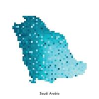 isolated geometric illustration with simple icy blue shape of Saudi Arabia map. Pixel art style for NFT template. Dotted logo with gradient texture for design on white background vector
