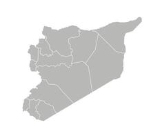 isolated illustration of simplified administrative map of Syria. Borders of the provinces, regions. Grey silhouettes. White outline. vector