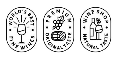 Wine stamp set. Symbol design of label vector