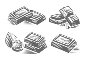 Hand drawn sketch of chocolate. Sweet bar. vector