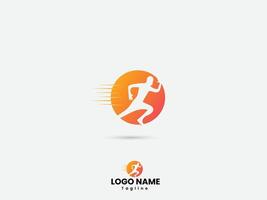 Run sports logo design template with gradient color vector