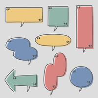 collection set of hand draw colorful pastel color speech bubble balloon with quotation marks, think, speak, talk, text box, banner vector