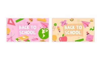 Back to school poster. Set of templates for the beginning of the school year vector