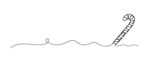 Candy continuous one line drawing, single line art element, minimalist sketch line illustration, christmas winter new year concept vector