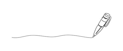Pen continuous one line drawing, single line art element, minimalist sketch line illustration, back to school concept vector