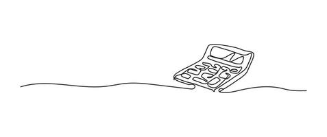 Calculator continuous one line drawing, single line art element, minimalist sketch line illustration, back to school concept vector