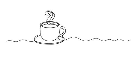 Hot cocoa, coffee continuous one line drawing, single line art element, minimalist sketch line illustration, autum and thanksgiving concept vector