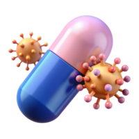 Capsule with Viruses 3d png