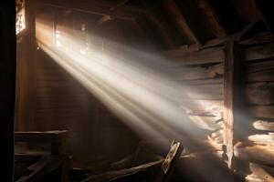 Rays of light in the barn. Neural network photo
