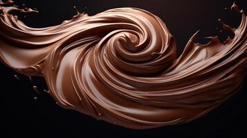Close-up of Whirling Melted Dark Chocolate. Neural network photo