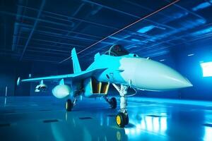 Fictional stealth fighter plane. Neural network photo