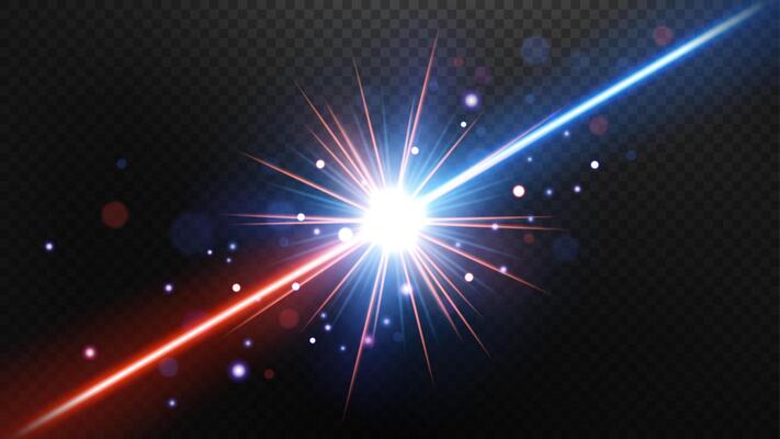 Red and Blue Light Flare with Sparks Background
