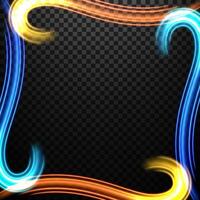 Elegant Light Frame, Wavy Neon Light, Isolated on Pattern vector