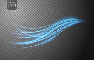 Abstract Blue Wavy Line of Light with Blue Bokeh on Background, Isolated and Easy to Edit vector