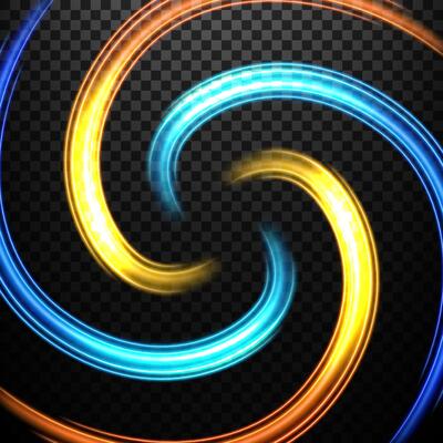 Blue and Gold Light Circle Effect on Dark Background