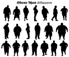 Set of obese man silhouettes illustration vector