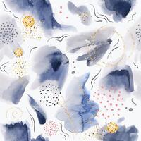 Seamless Pattern with tinsel paper and Watercolor Spots. Abstract Aquarelle hand paint vector