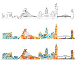 Montreal skyline design set vector