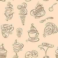 Seamless coffee doodles abstract pattern background vector