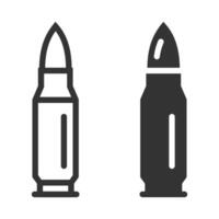 illustration of two bullet icons in black and white, representing ammunition or military design elements. vector