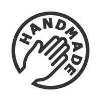 illustration of a handmade badge icon featuring a hand. Perfect for representing handmade products, craftsmanship, and artisanal goods. vector