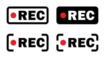illustration of four REC icons with a red dot, ideal for recording and media design purposes. vector
