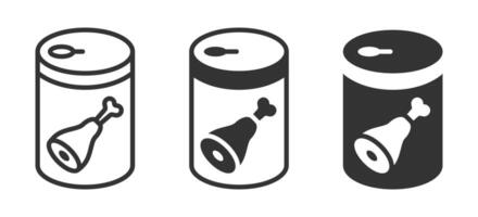 icons of canned meat featuring a drumstick design, ideal for food packaging, grocery stores, and nutrition-related projects. vector