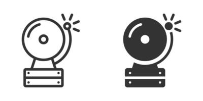 illustration of an alarm bell icon in black and white. Ideal for emergency, safety, and alert-related designs. vector