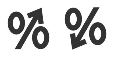 illustration of percentage symbols with upward and downward arrows. Perfect for representing interest rates, discounts, and financial trends. vector