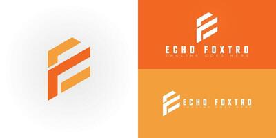 Abstract initial hexagon letters EF or FE logo in orange color isolated on multiple background colors. The logo is suitable for construction company logo design illustration inspiration vector