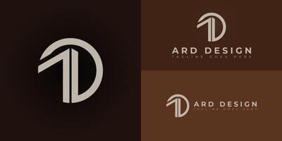 Abstract initial circle letters AD or DA logo in gold color isolated on multiple background colors. The logo is suitable for home decoration business logo design illustration inspiration vector