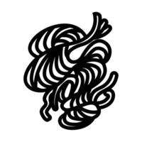 Curvy noodles with abstract shape icon illustration black outlined isolated on square white background. Simple flat cartoon art styled drawing. vector