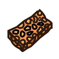 Brown fried tempeh or tempe food icon illustration with outline isolated on square white background. Simple flat cartoon art styled drawing. vector