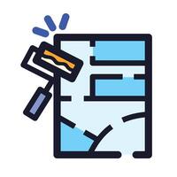 Home building renovation interior lay out colorful icon illustration with outline isolated on square white background. Simple flat architecture decoration structure themed cartoon art styled drawing. vector
