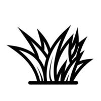 Grass leaves icon illustration with black outline isolated on square white background. Simple flat cartoon art styled drawing. vector