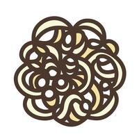 Kerupuk mawar, warung, or putih indonesian snack crackers colored food icon illustration with outline isolated on square white background. Simple flat cartoon art styled drawing. vector