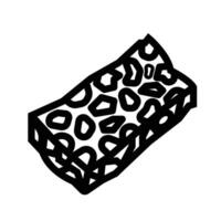 Fried tempeh or tempe food icon illustration with black outline isolated on square white background. Simple flat cartoon art styled drawing. vector