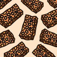 Brown fried tempeh or tempe food pattern illustration with outline isolated on square background. Simple flat cartoon art styled drawing. vector