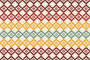 Pixel ethnic pattern oriental traditional. design fabric pattern textile African Indonesian Indian seamless Aztec style abstract illustration vector