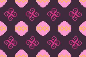 Pixel ethnic pattern oriental traditional. design fabric pattern textile African Indonesian Indian seamless Aztec style abstract illustration vector