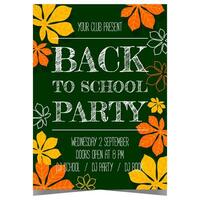 Back to school party invitation with bright autumn ornament of fallen leaves. Banner, poster or flyer to celebrate the beginning of the new knowledge year in September with pupils and teachers. vector