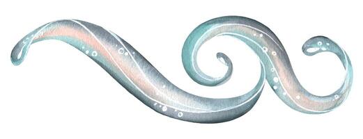 stylized, abstract water wave of the sea or ocean. Watercolor illustration. An isolated object from a large set of WHALES. For decoration, design, compositions, postcards, posters, souvenirs, beach. vector