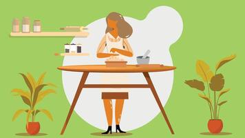 employee working and presenting work in office illustration vector