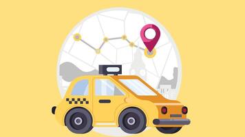 Taxi booking app with tracking map to destination vector