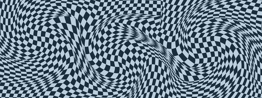 Wavy psychedelic checker pattern. Retro funky y2k design. illustration in green and orange vector