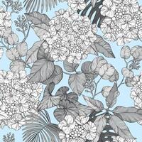Seamless pattern. hydrangea blue design vector