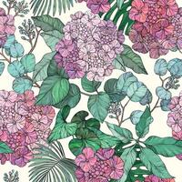 Seamless pattern. hydrangea design, Illustration of flowers. vector