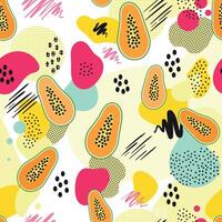 Modern abstract seamless pattern with stylized tropical fruit papaya. vector