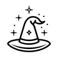 Magic Hat logo or modern line icon. line art and icon design with bold outline. Black and white Pixel Perfect minimalistic symbol isolate white background. Creative logotype vector