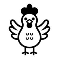 Chicken logo or modern line icon. line art and icon design with bold outline. Black and white Pixel Perfect minimalistic symbol isolate white background. Creative logotype vector